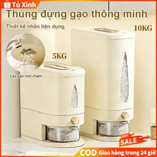 Thùng Đựng Gạo Thông Minh 5kg/10kg Có Cửa Sổ Quan Sát Lấy Gạo Tự Động Chống Ẩm Chống Côn Trùng- Nhựa ABS cao cấp​