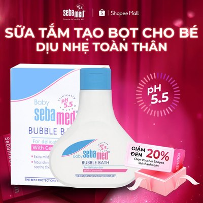 Sữa tắm tạo bọt dịu nhẹ cho làn da bé Sebamed Baby Bubble Bath pH5.5 (200ml) giảm rôm sảy chàm sữa