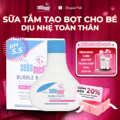 Sữa tắm tạo bọt dịu nhẹ toàn thân cho da bé Sebamed Baby Bubble Bath pH5.5 giúp giảm kích ứng 200ml