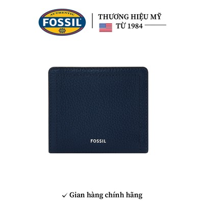 Ví nữ ngắn da thật Fossil Logan SL7829545 màu xanh dương gập đôi cao cấp chính hãng tích hợp bảo mật RFID