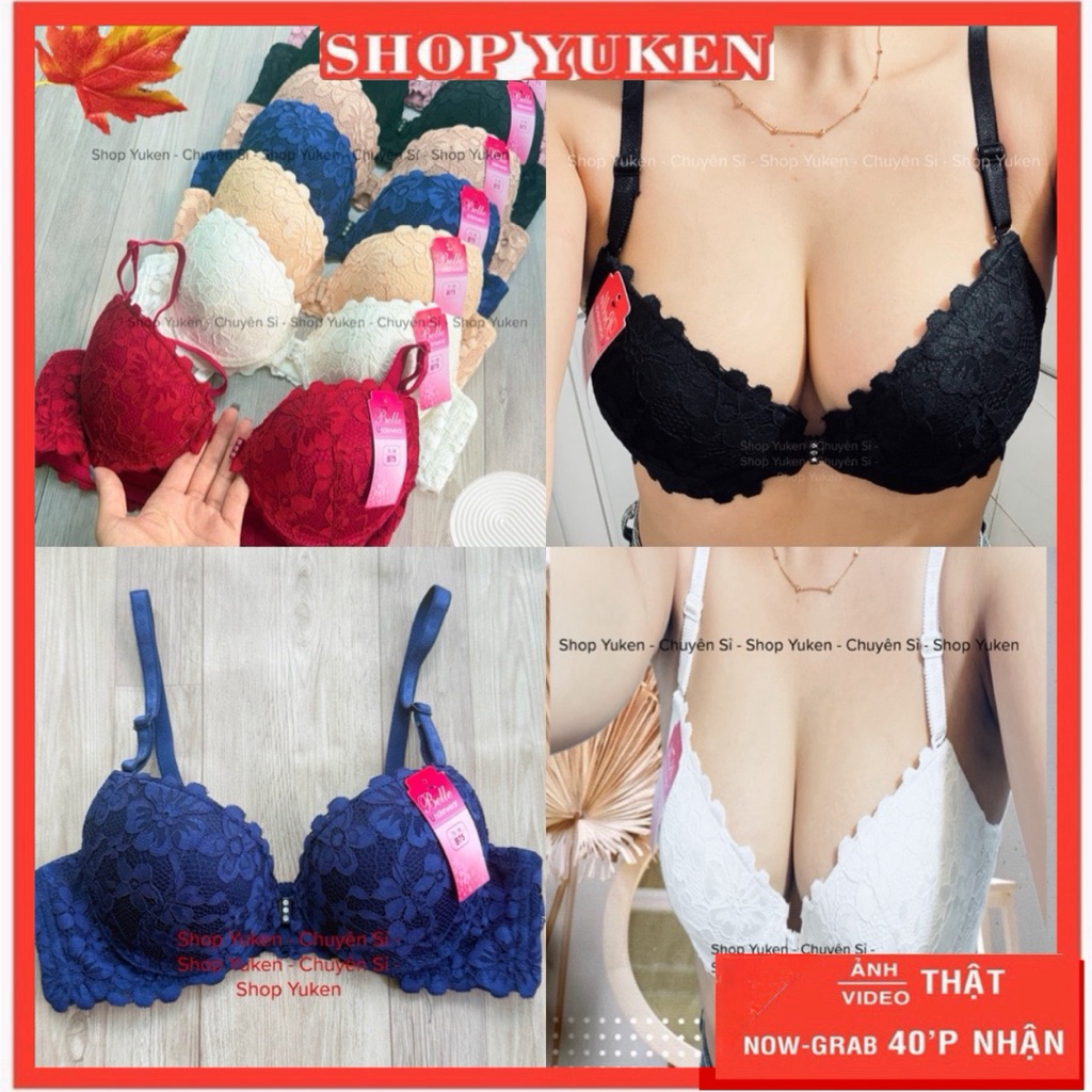 ♥️ CT Hoa Mai ♥️ Áo ngực cài trước Belle ren mút dày 4cm Hoa Mai nâng ngực