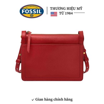 Túi da nữ Fossil TARYN ZB1894611, túi đeo chéo da thật màu đỏ form chữ nhật size 24 phù hợp cho công việc hằng ngày