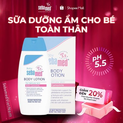 Sữa dưỡng ẩm toàn thân cho bé Sebamed pH5.5 (200ml) cấp ẩm ngừa khô da chàm sữa viêm da cho bé