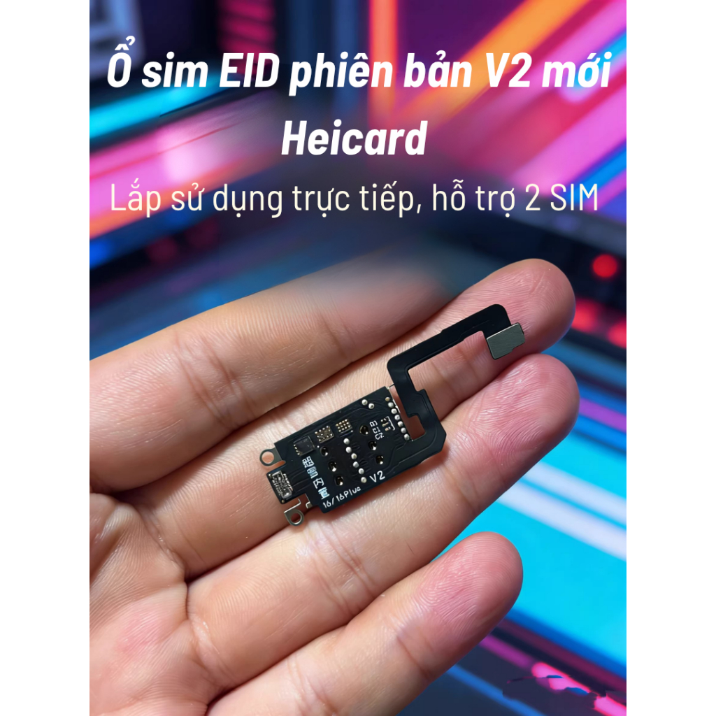 Ổ SIM EID tích hợp IC SuperMEP mới nhất của HEICARD dành cho iP Lock 12-16Promax, không cần sim ghép