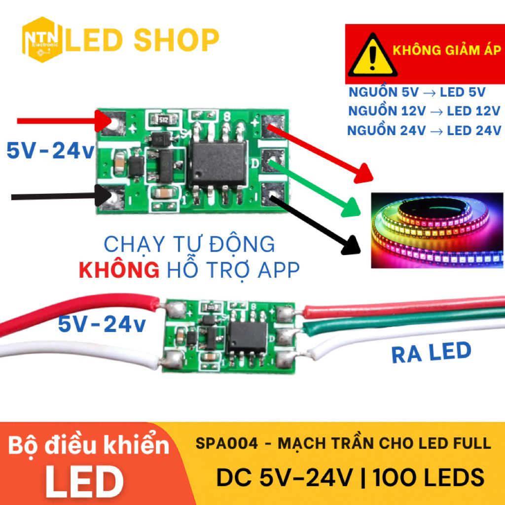 SPA004 - 5V | 12V | 24V | MẠCH TRẦN CHO LED FULL MINI DẢI ĐIỆN ÁP 5V CHO LED 5V và 12V CHO LED 12V V