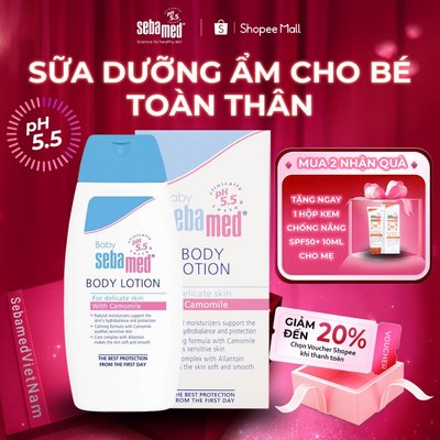 Sữa dưỡng ẩm toàn thân cho trẻ sơ sinh và trẻ nhỏ Sebamed pH5.5 cấp ẩm giúp làn da bé mịn màng 200ml