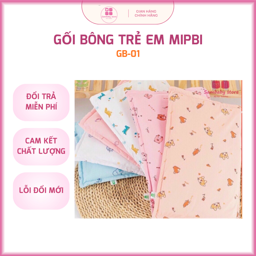 Gối Xô Sơ Sinh Mipbi vải bông siêu mềm