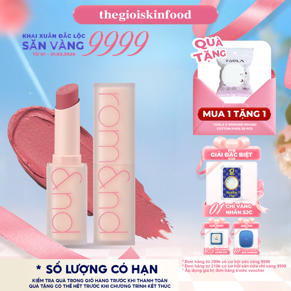 [NEW] [MUTERAL NUDE] Son Thỏi Siêu Lì Cao Cấp Hàn Quốc Romand New Zero Matte Lipstick 3g