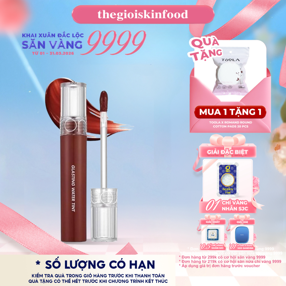 Son Tint Nước Romand Lâu Trôi Glasting Water Tint 4g (04 Đỏ Nâu, 03 Cam Gạch) ThegioiSkinfood