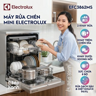 [MUA 1 ĐƯỢC 2] Máy Rửa Chén Electrolux 8 Bộ EFC3862MS (Màu Bạc) - Công Nghệ AirDry - Tặng Quà 890K - Hàng Chính Hãng