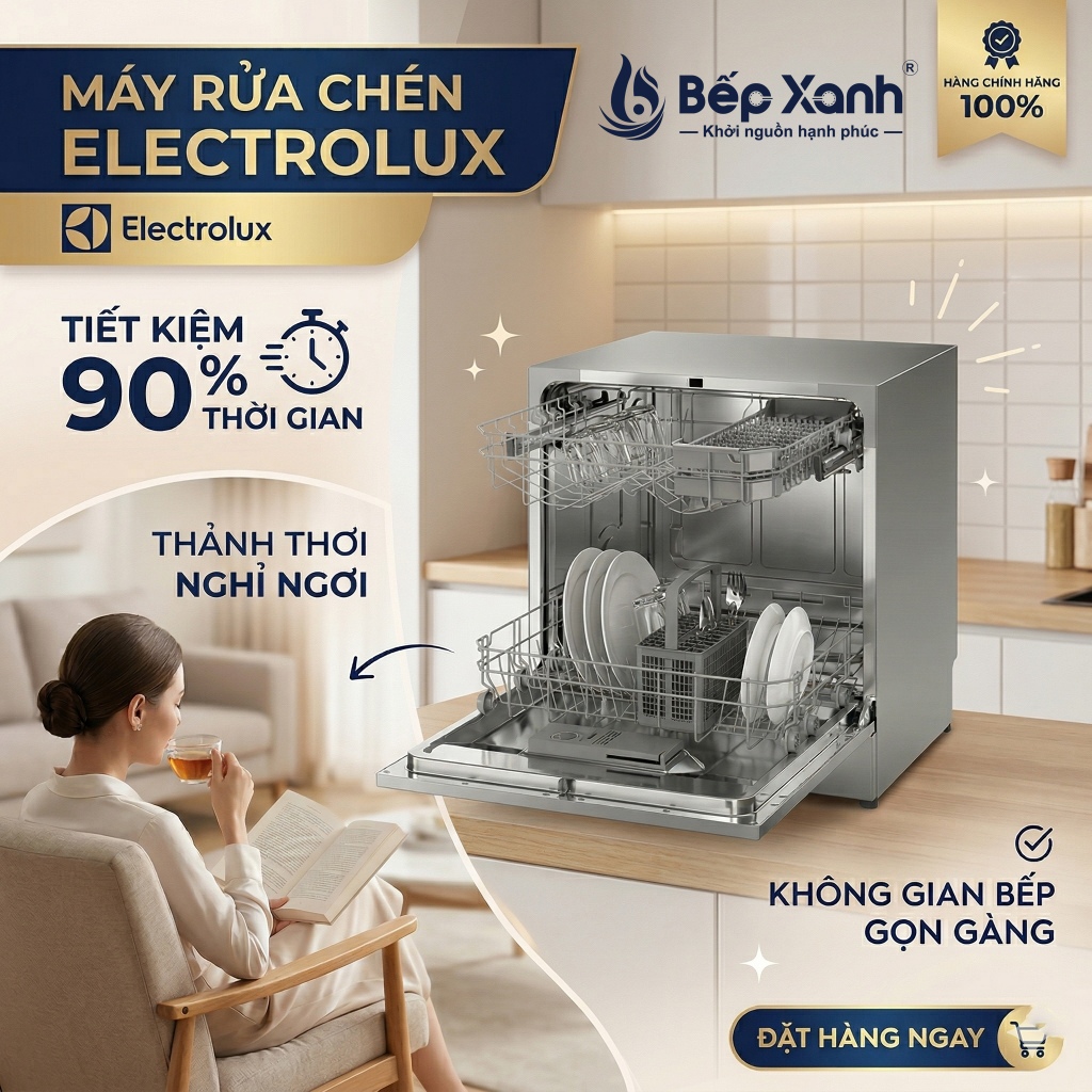 [NEW 2026 - LẮP ĐẶT TP.HCM] EFS6010BW/EFC3862MS - Máy Rửa Chén Mini Electrolux RỬA 8 bộ EFS6010BW & 