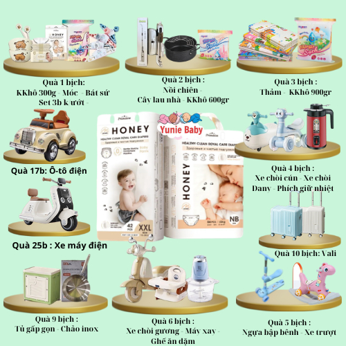 [Tích Điểm] Tã Bỉm Dán/Quần Honey Premium Tơ Tằm Siêu Mềm Mịn Và Thấm Hút, Thoáng Khí Cho Bé Size NBd/Sd/Mq/Lq