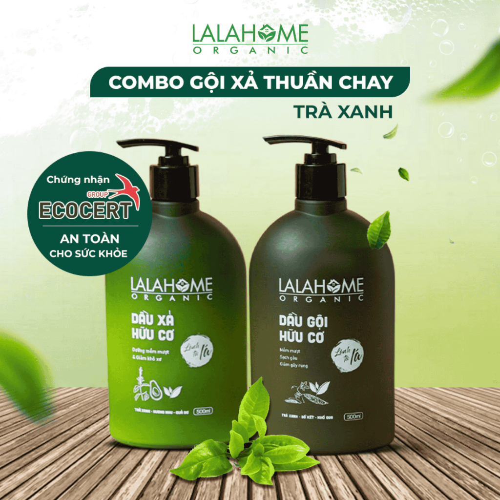 Dầu gội xả LALAHOME ORGANIC - Ngăn gàu, rụng, giúp tóc chắc khỏe, suôn mượt - Chai 500ml
