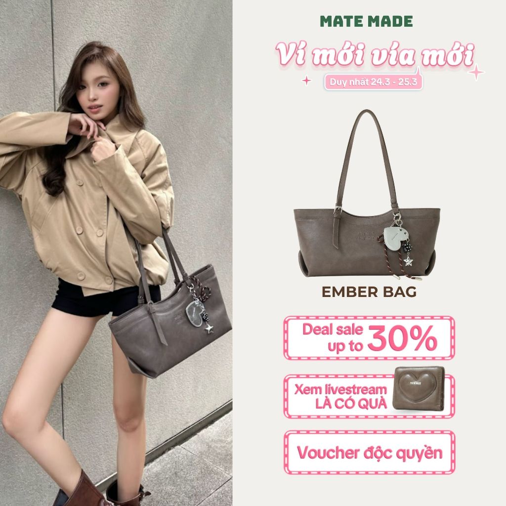 Túi xách đeo vai nữ MATEMADE Ember - Dáng chữ nhật dài - Da PU cao cấp hot trend 2025