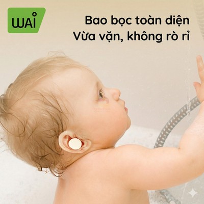 Hộp 30 Băng dán tai chống nước  Wai khi tắm,Khi bơi cho bé phiên bản gel silicone nâng cấp KidAndMom