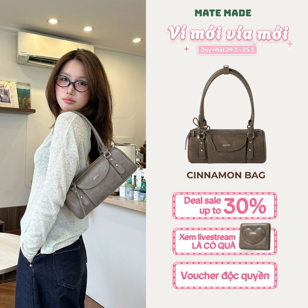 MATEMADE Túi Xách Nữ Cinnamon Bag - Túi Đeo Vai Thời Trang Dáng Chữ Nhật - Size 28