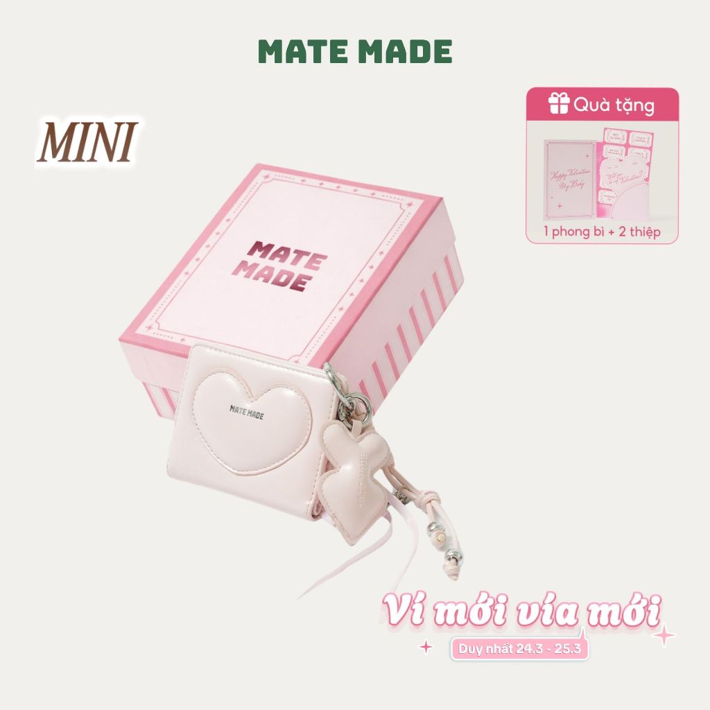[COMBO QUÀ] MATE MADE Mini Gift Box - Ví Hearty + Charm Double Heart + Sticker