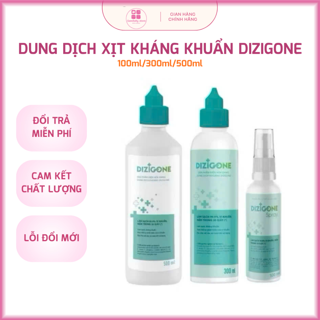 Dung dịch xịt Kháng khuẩn Dizigone, lành vết thương, tái tạo da ngăn ngừa sẹo cho bé 100ml / 300ml /