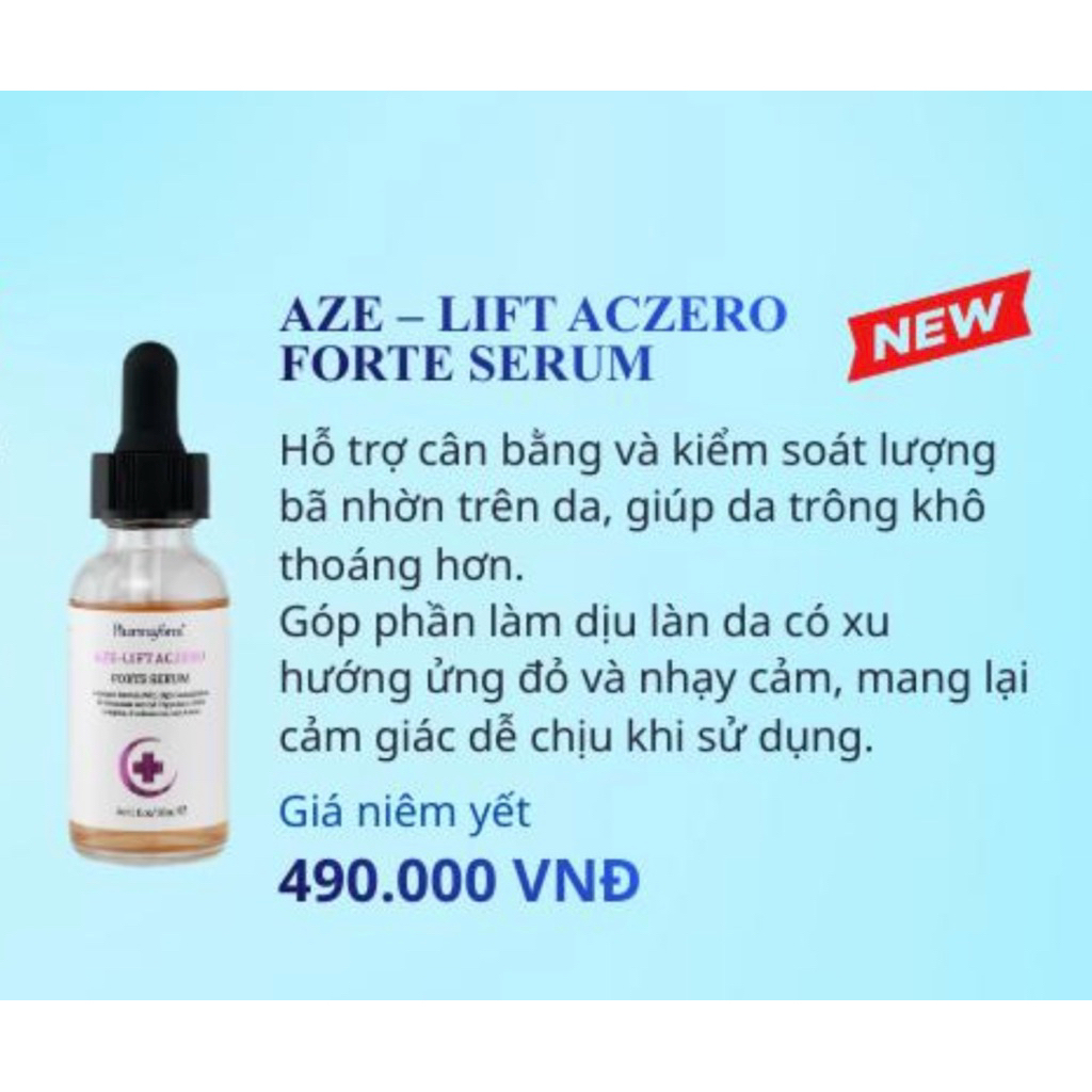 (ĐMN) Pharmaform - Aze Lift Aczero Forte Serum Tinh chất giảm dầu nhờn, làm dịu và hỗ trợ giảm mụn 3
