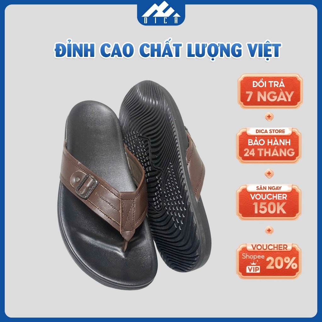 Dép Xỏ Ngón Nam DICA, Dép Kẹp Nam Đẹp, Chất Liệu Da Cao Cấp, Siêu Bền, Đế Êm, Thoáng Khí, Mẫu Mới Si
