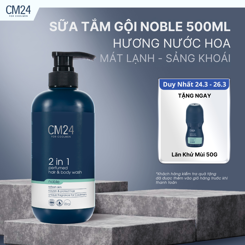 Sữa Tắm Gội 2in1 CM24 For Coolmen Noble Hương Nước Hoa Tiện Lợi Cho Nam Giới 500ml