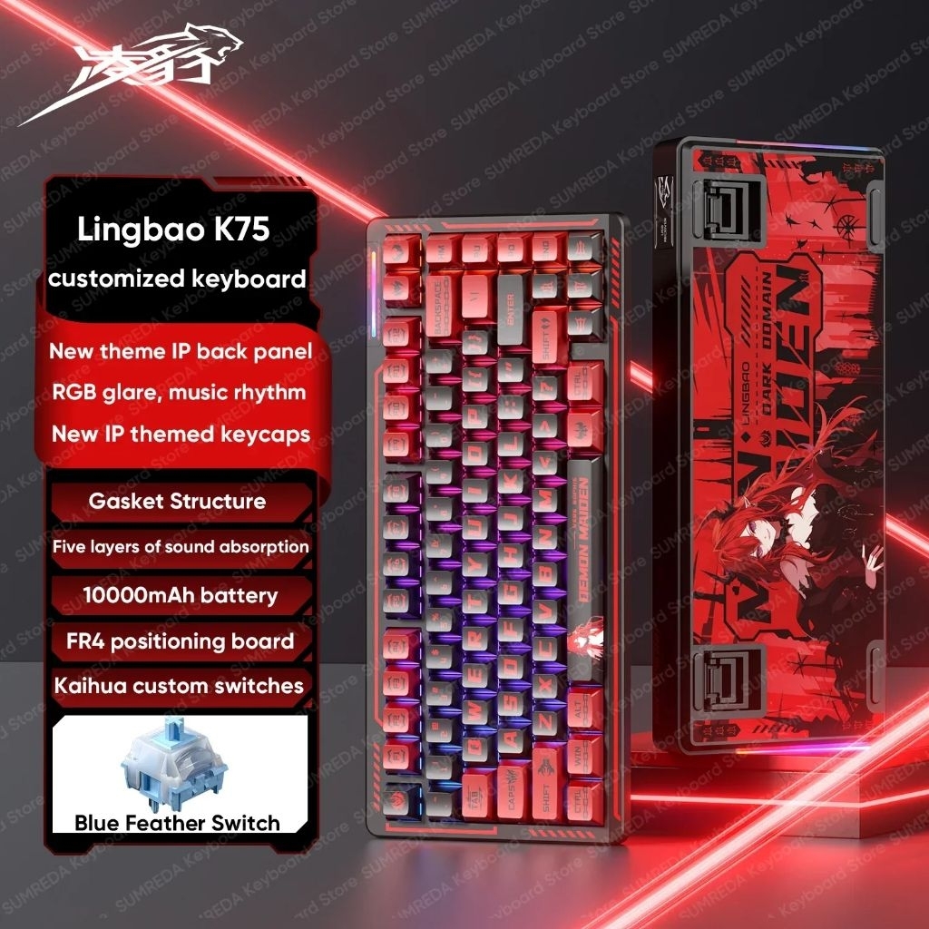 Bàn Phím Cơ Lingbao K75 Customized Pin 10000mAh | Mạch Xuôi RGB | Switch Kailh Blue Feather – Bản Gi