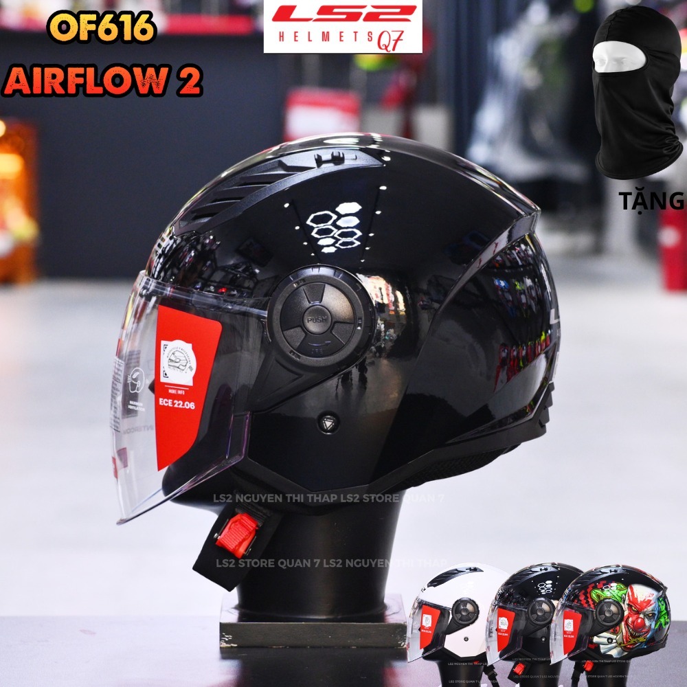 Mũ bảo hiểm 3/4 LS2 OF616 Airflow II có 1 kính chắn gọn nhẹ có 2 khe lấy gió - LS2 Helmets