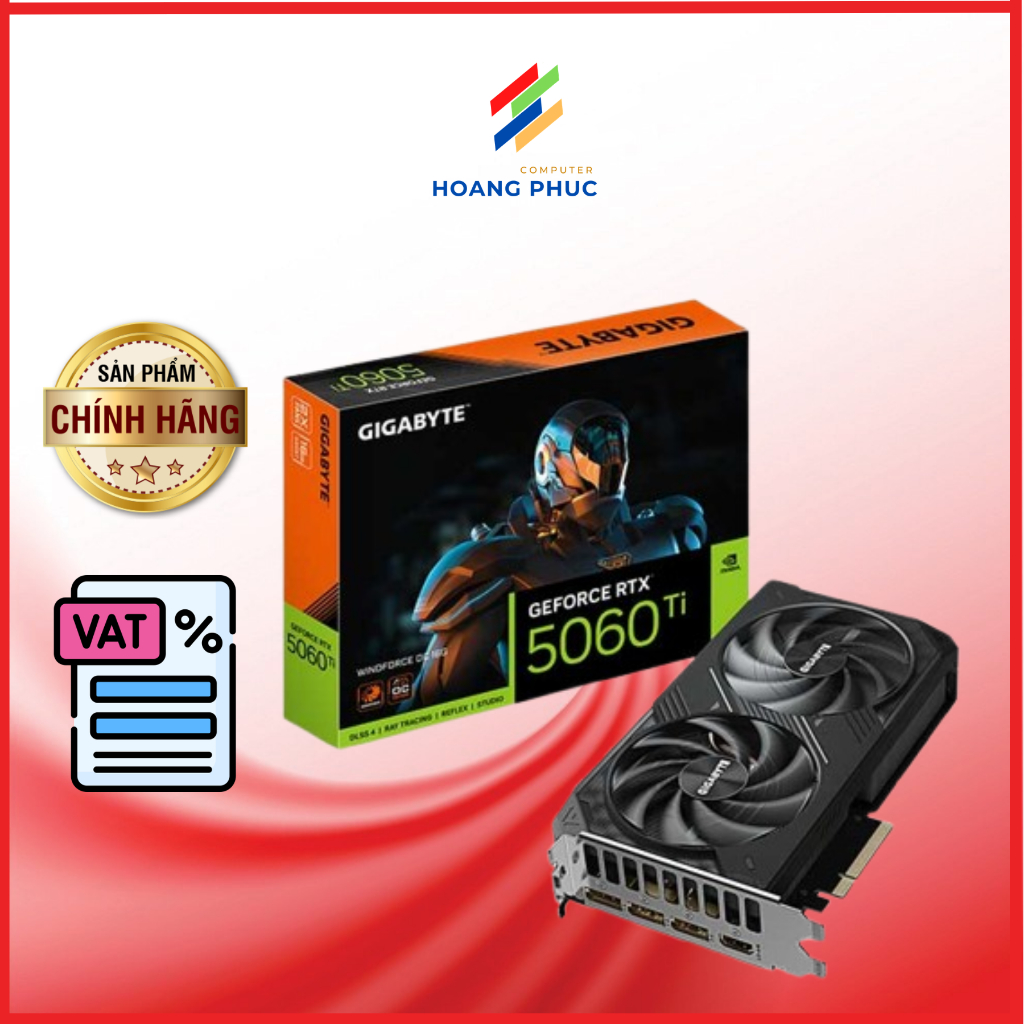 VGA Gigabyte RTX 5060 Ti WINDFORCE OC 16GB | Card Màn Hình Gaming Chính Hãng Bảo Hành 36 Tháng