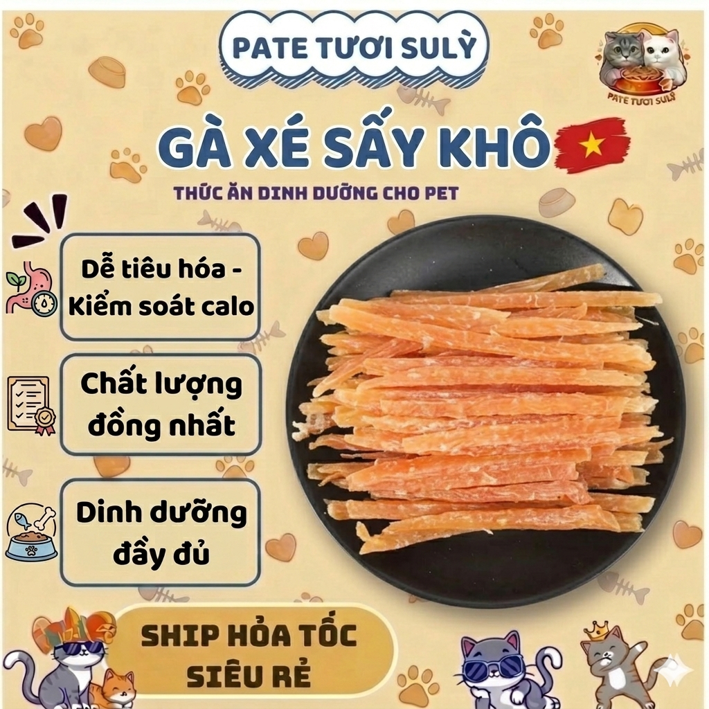 Que thưởng/Snack Gà xé Taotao cho Pet | Snack Thưởng Sulỳ (Túi 108g)