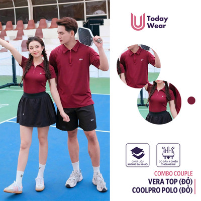Áo đôi nam nữ tập thể thao VERA COOLPRO đỏ Today U Wear chất vải thoáng mát, kiểu dáng thời thượng