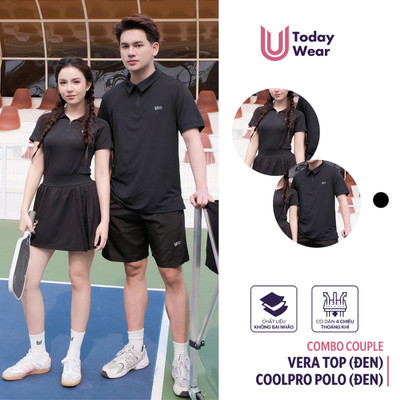 Áo đôi nam nữ tập thể thao VERA COOLPRO đen Today U Wear chất vải thoáng mát, kiểu dáng thời thượng