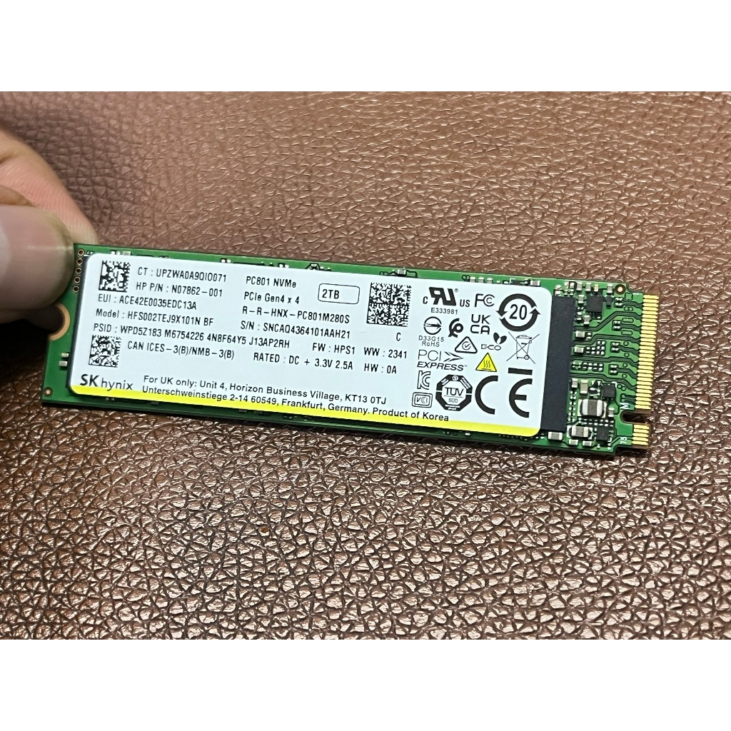 Bán SSD Nvme Hynix PC801  2TB  Gen 4  4 có Dram ( bộ nhớ đệm Dram ) HFS002TEJ9X101N sức khỏe 100% dù