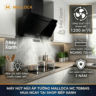 [FREESHIP HCM] Máy Hút Mùi Áp Tường Malloca MC 7086HS - Ngang 70cm - Công Suất Hút 1200m3/h