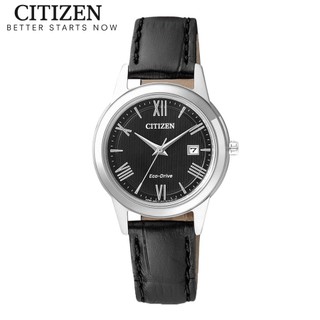 Đồng hồ nữ citizen eco-drive dây da fe1081-08e - mặt đen