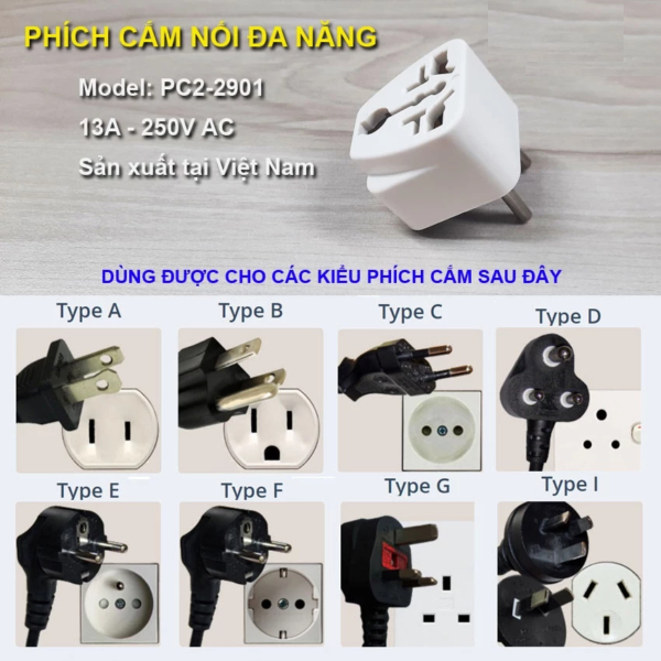 Phích Nối Chuyển Đổi Đa Năng 2 Ra 3 PC2-2901
