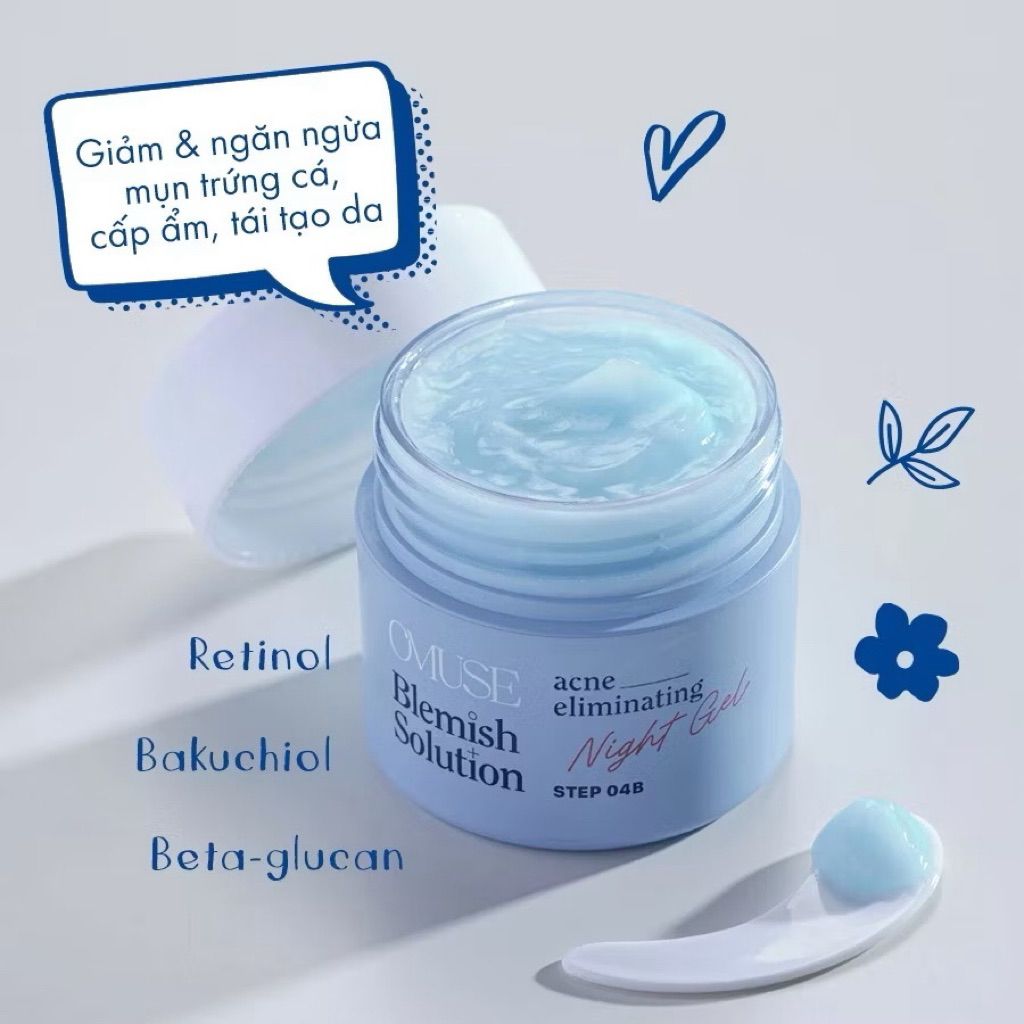 (Hàng cty date 6/2028) Kem dưỡng Bakuchiol giảm mụn OMUSE Blemish Solution Acne 50g