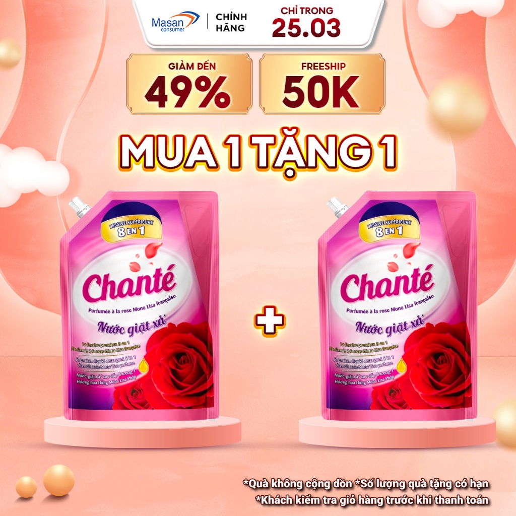 Combo 2 Túi Nước Giặt Xả Chanté Cao Cấp 8 Trong 1