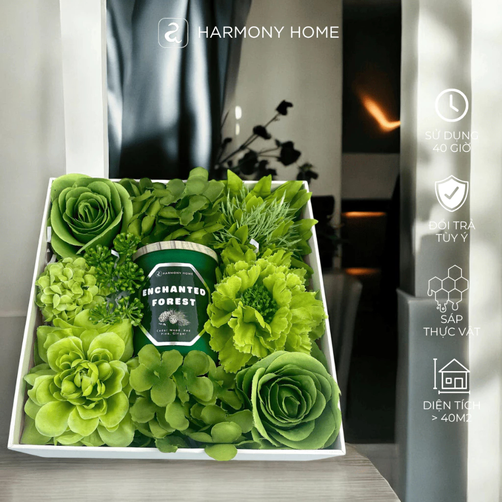 Set Nến Thơm Quà Tặng Enchanted Forest A Harmony Home – Nến Thơm Hoa Lụa Sang Trọng, Tinh Tế