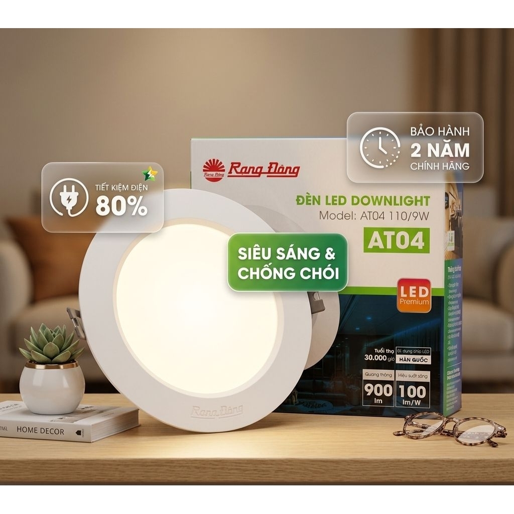 [Chính Hãng] Đèn Âm Trần Downlight At04 8w/10w/12w/16w/25w Rạng Đông.