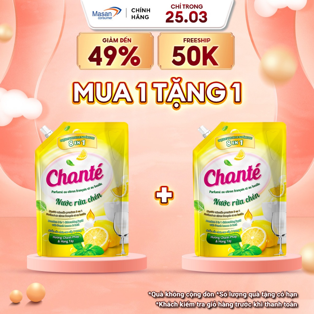 [LS][Chọn loại] Combo 2 Nước rửa chén Chanté túi x 3.2kg