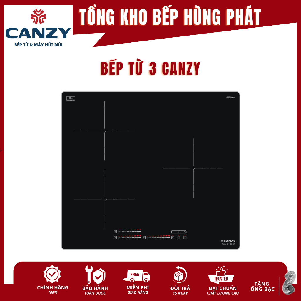 Bếp Từ 3 Vùng Nấu CANZY CZ-656HNT/ CZ-PUC631U/ CZ-I60013D, INVERTER Tiết Kiệm Điện, Bảo Hành 3 Năm