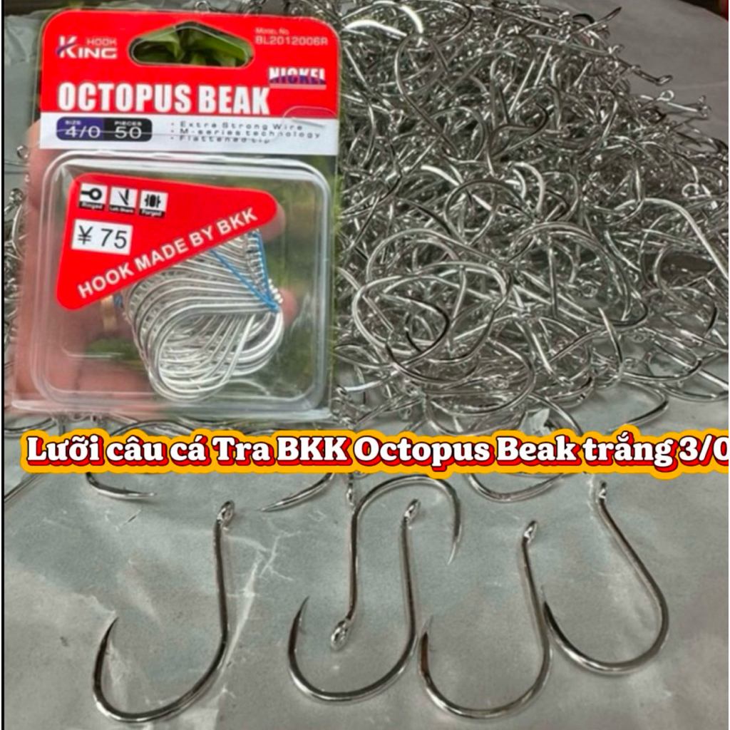 Lưỡi Câu Cá Tra BKK Trắng Octopus Break Số 3/0(chiếc lẻ ko hộp)-tương đương bkk đỏ số 3