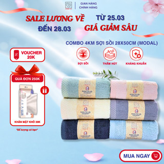 Combo 4 Khăn Mặt Sợi Sồi Cao Cấp S'BABY 28x50cm Mềm Mịn, An Toàn Và Thấm Hút Cực Tốt