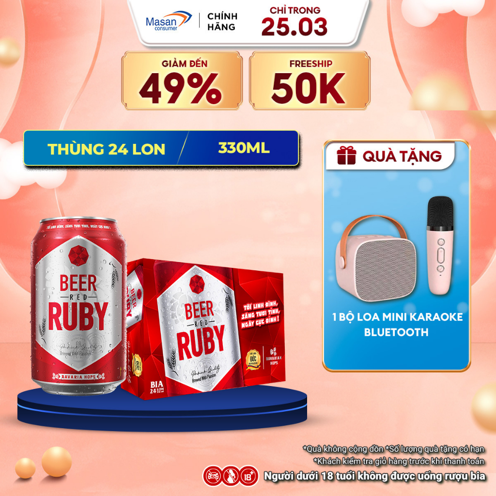 Bia Red Ruby -Thùng 24 lon x 330 ml (ABV 4,7%)