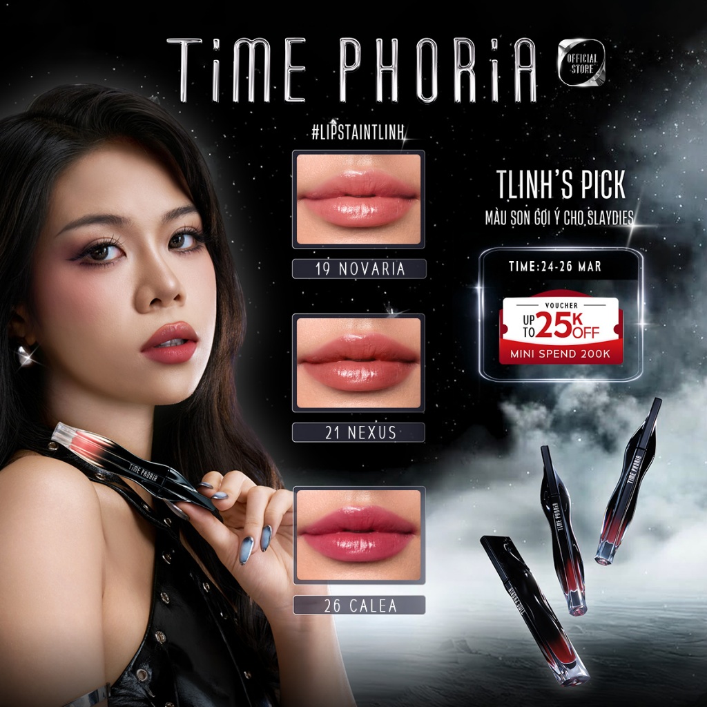 [Sắc thái mới] Son tint lì lâu trôi Time Phoria Lip Stain bóng mượt, bền màu không lem không dính cố