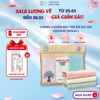 [Chính Hãng] Combo 3 Khăn Mặt Trẻ Em Sợi Sồi S'BABY 25x25cm Mềm Mại Và An Toàn Với Làn Da