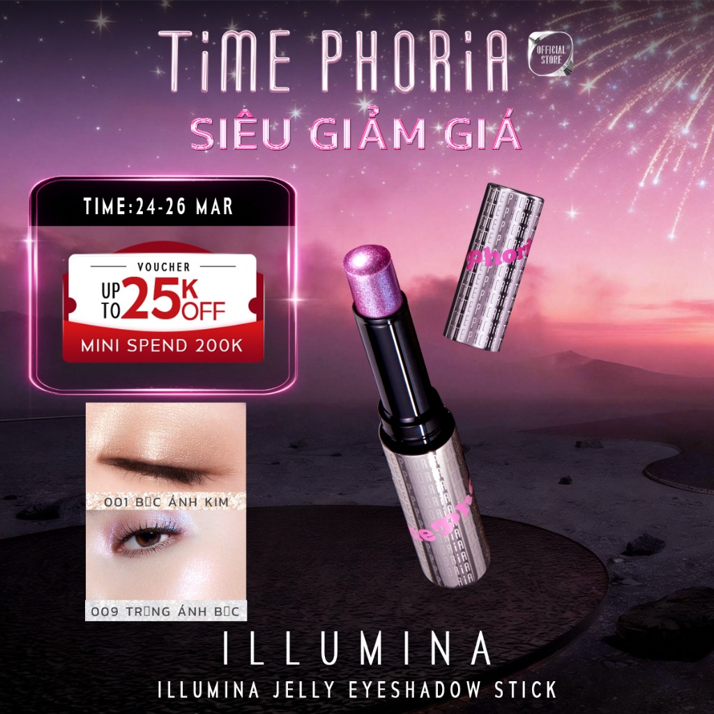 【new】Nhũ mắt bắt sáng Time Phoria highlight chuẩn màu lâu trôi lấp lánh dễ dùng cho người mới