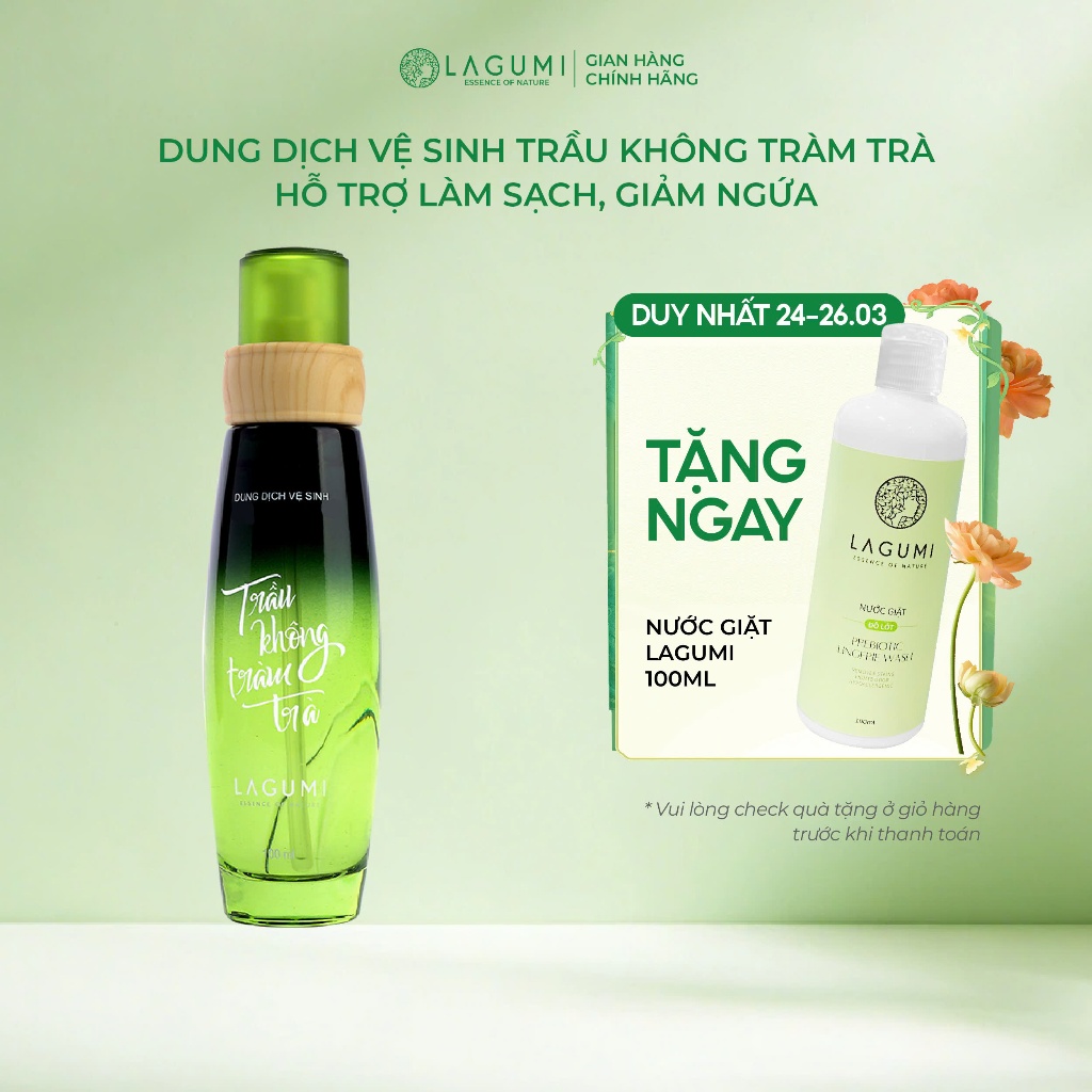 [HCM] Dung Dịch Vệ Sinh Nữ Trầu Không Tràm Trà LAGUMI Giảm Viêm Giảm Ngứa Dung Tích 100ml