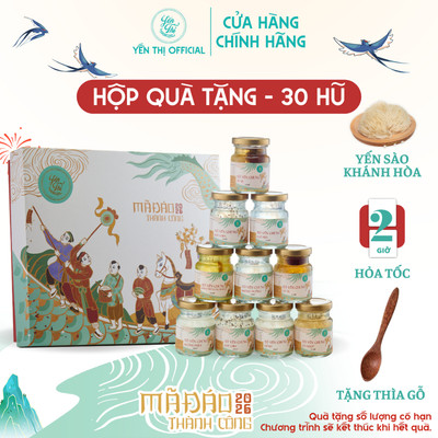 Yến Thị - Gói quà tặng cao cấp 30 hũ yến sào mix vị - Tổ yến Khánh Hòa chưng sẵn - hũ 70ml