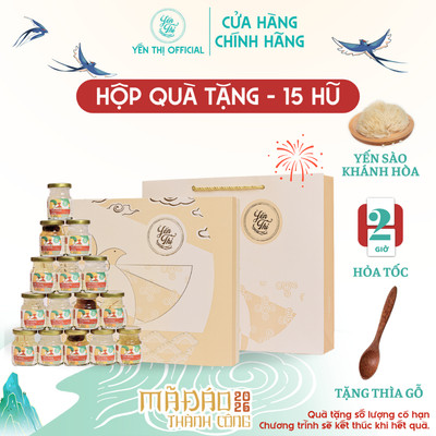 Yến Thị - Gói quà tặng cao cấp 15 hũ yến sào mix vị - Tổ yến Khánh Hòa chưng sẵn - hũ 70ml